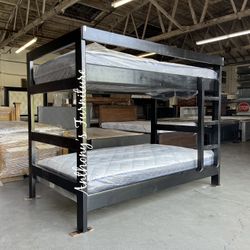 Twin Bunk Bed With Mattresses More Colors Available 
