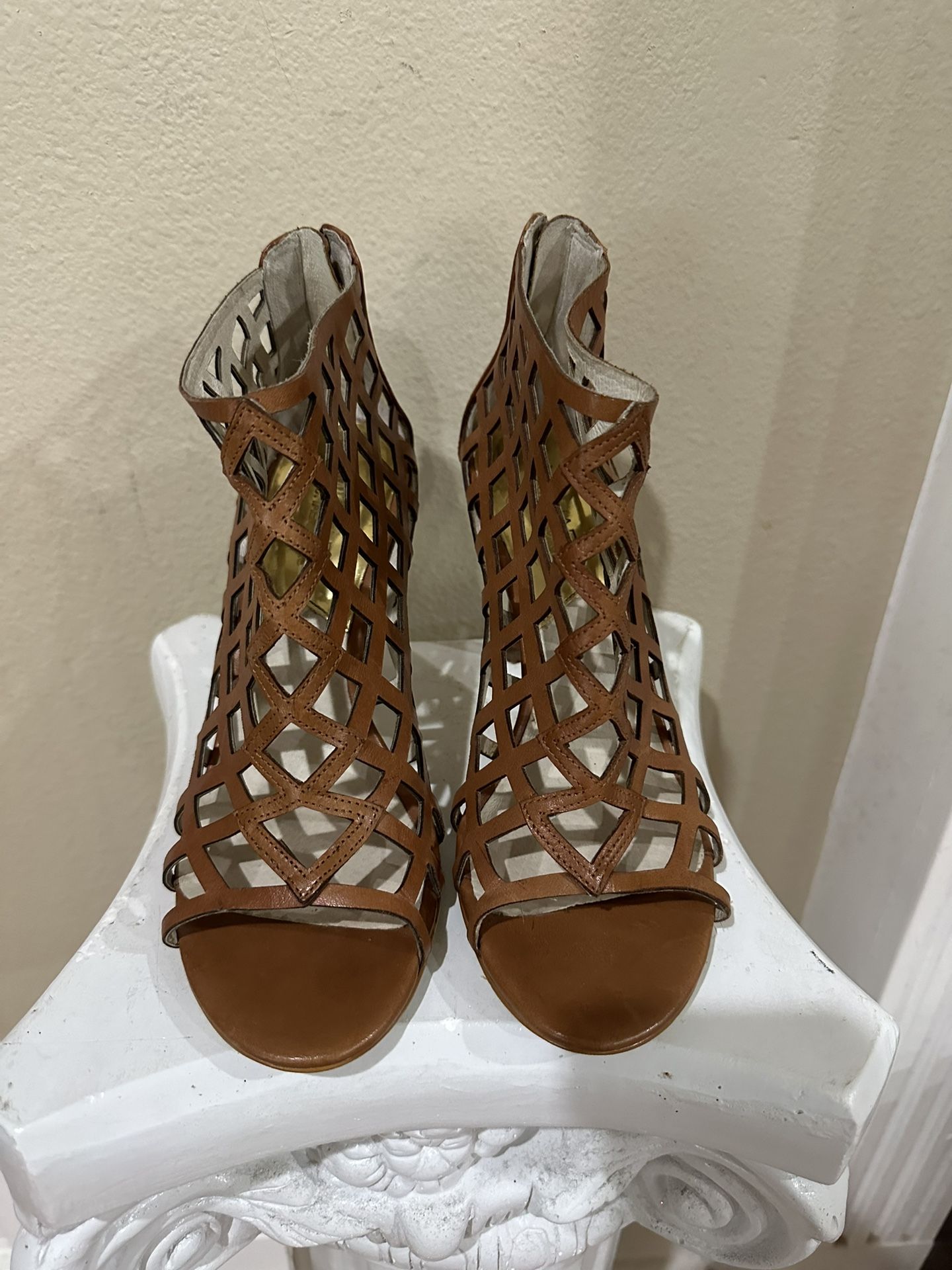 Cognac Colored Michael Kors Peep Toe Heels