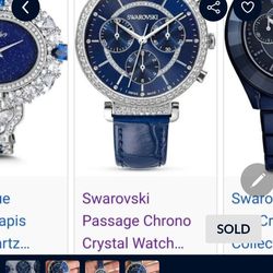 Swarovski blue leather watch