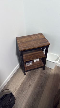 Industrial Side Table with Two Shelves