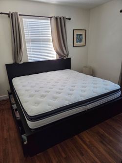 King Bed Frame with Storage and Mattress