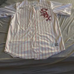 Red And White Pinstripe White Sox Jersey 