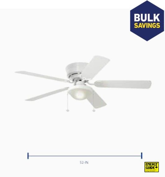 Harbor Breeze Armitage Builder Series 52-in White LED Indoor Flush Mount Ceiling Fan with Light (5-Blade)
Model #CC52WW5L