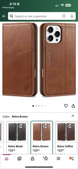 SHIELDON iPhone 16 Pro Max Case 5G 2024, Genuine Leather Folio Wallet Magnetic Kickstand