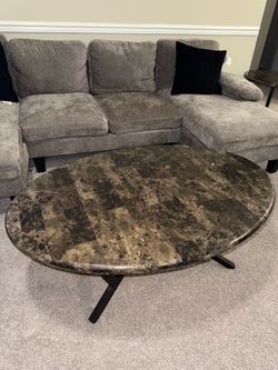 Marble-Look Coffee Table & End Table Set – Matching Pair