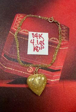 14K Solid Gold Chain and Pendant For Wedding 4.1Gr 28 Inches Long