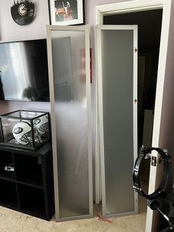 2 OXBERG Glass door, Silver In Color , 15 3/4x75 5/8 " Billy Bookcase