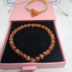 CERTIFIED Lot 2  Grade A REDDISH JADE JADEIST BURMA HIGH QUAKITY BRACELET.BEADS SIZE 6MM AND HAND KNITTED FLOWER BRACELET 