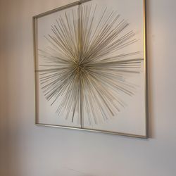 36" Square Gold Metal Starburst Wall Art Plaque  $100