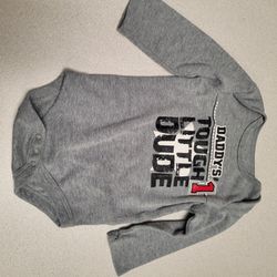 Boys 3-6 months Faded Glory DADDYS TOUGH LITTLE DUDE Gray long sleeve onesie . Lot Z