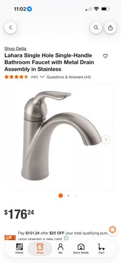Delta Lahara Single Hole Single-Handle Bathroom Faucet with Metal Drain Assembly in Stainless