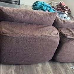 Moving* No Space- Brown Upholstery Sofa L-Shape Chaise