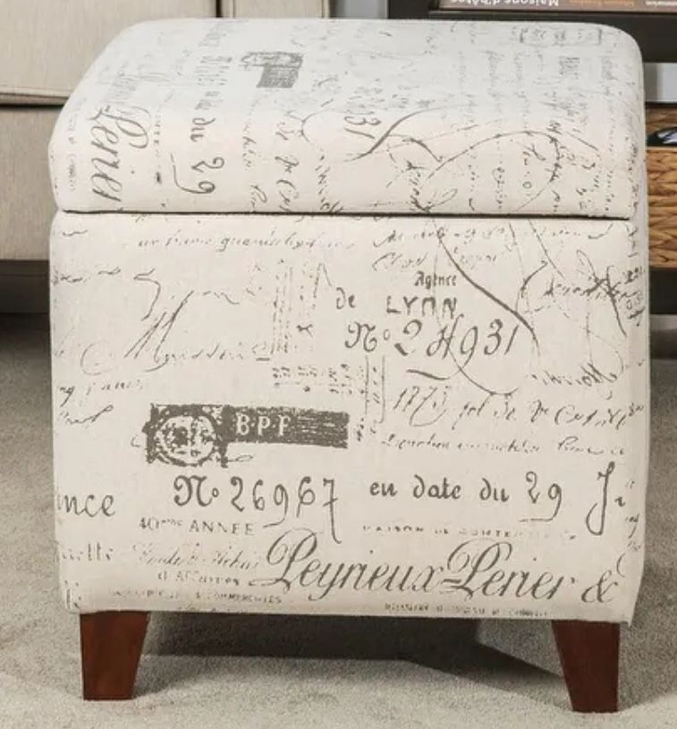 (2) Cube Storage Ottomans With Script Fabric