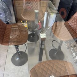 Glass Dining Table With Stools