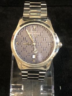 Mens Gucci 126.4 G-Timeless Silver With Black Diamond Dial
