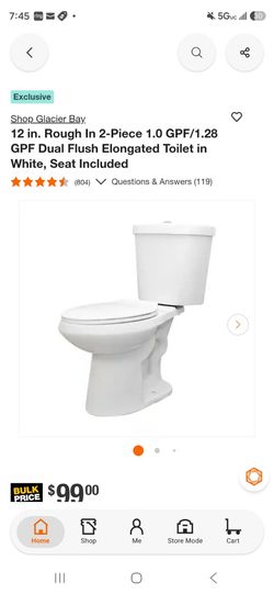 Glacier Bay 2-Piece Dual Flush Elongated Toilet White