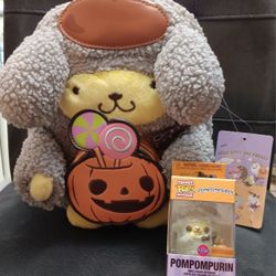 New Sanrio PomPomPurin Crossbody Bag And Keychain