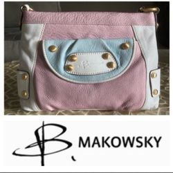 LIKE NEW!  B. Makowsky pastel color block leather cross body bag