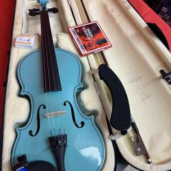 4/4 Aqua Crescent Violin with New Bow, Digital Tuner, Shoulder Rest, Extra Strings $120 Firm