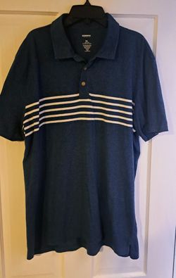 Sonoma Mens XL Navy Stripe Heather Short Sleeve Polo Shirt Pre•Owned 