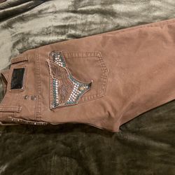 Rollin's brown jeans with rhinestone