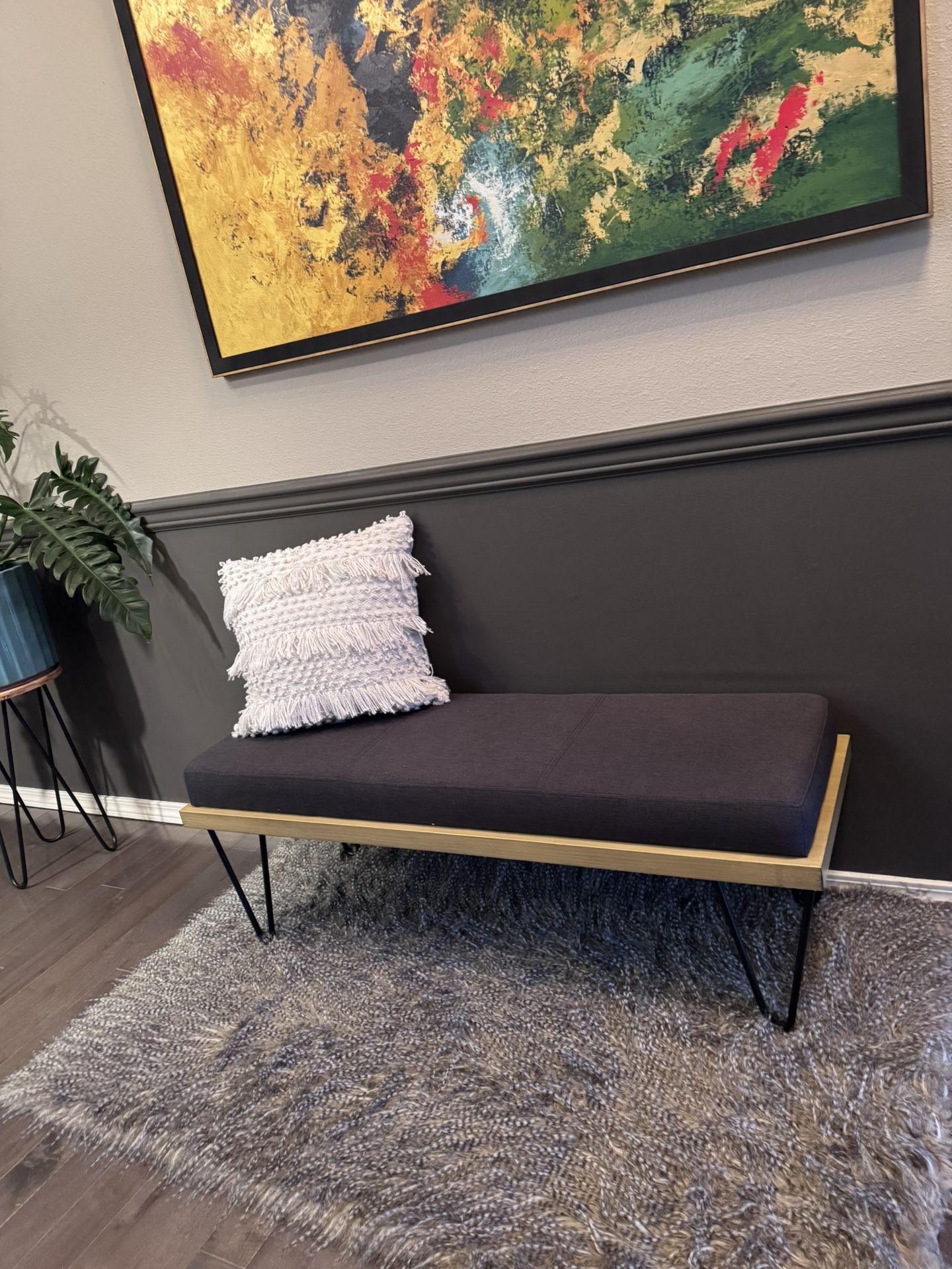 Home Furniture Decor Entryway Cushioned Bench Sitting Area Table Couch Stool Shoe Rack