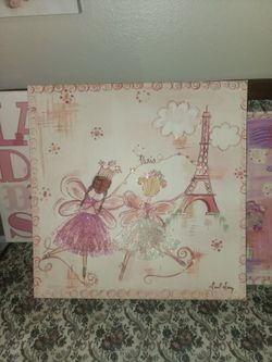 Pink Paris eiffel tower fairie canvas