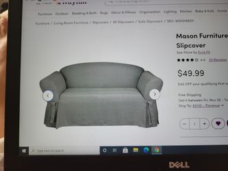 Box Cushion Loveseat Slipcover Gray