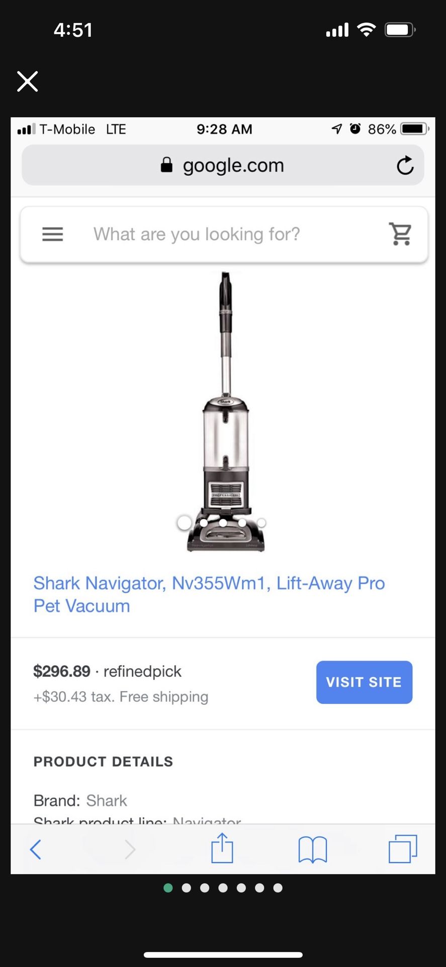 Shark Navigator, Nv355Wm1, Lift-Away Pro Pet Vacuum