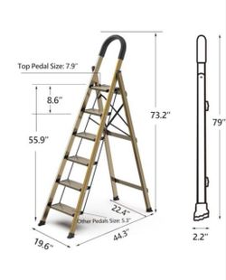 6 Steps Ladder Lightweight Gold