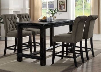 Brand New Antique Black & Grey 5pc Counter Height Dining Table Set