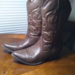 New Brown Leather Western Boots