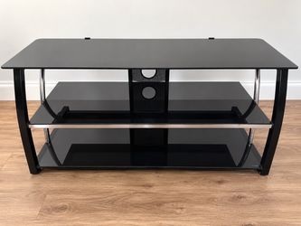 Black Glass 3-Tier TV Stand