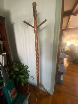 Wood coat rack stand