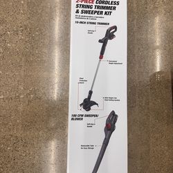 Brand new hypertough 20V cordless combo kit 10” string trimmer&130mph sweeper