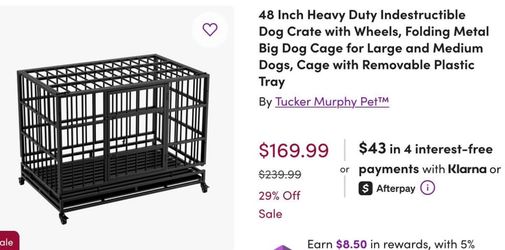 Tucker Murphy Pet 48 Inch Heavy Duty Metal Dog Crate RS-180