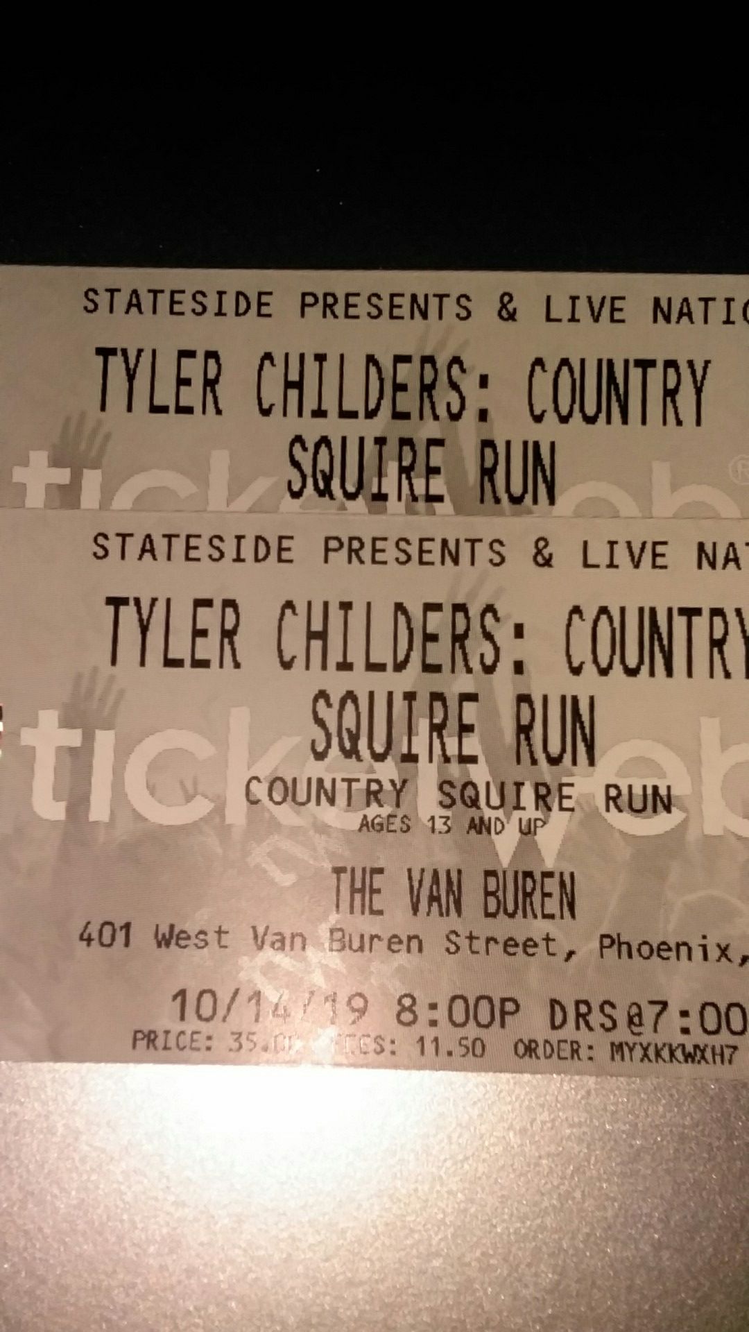 2 Tyler Childers general admission tickets $150 each