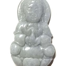 Jade Jadeite Kwan Yin Buddha Religion Pendant Necklace