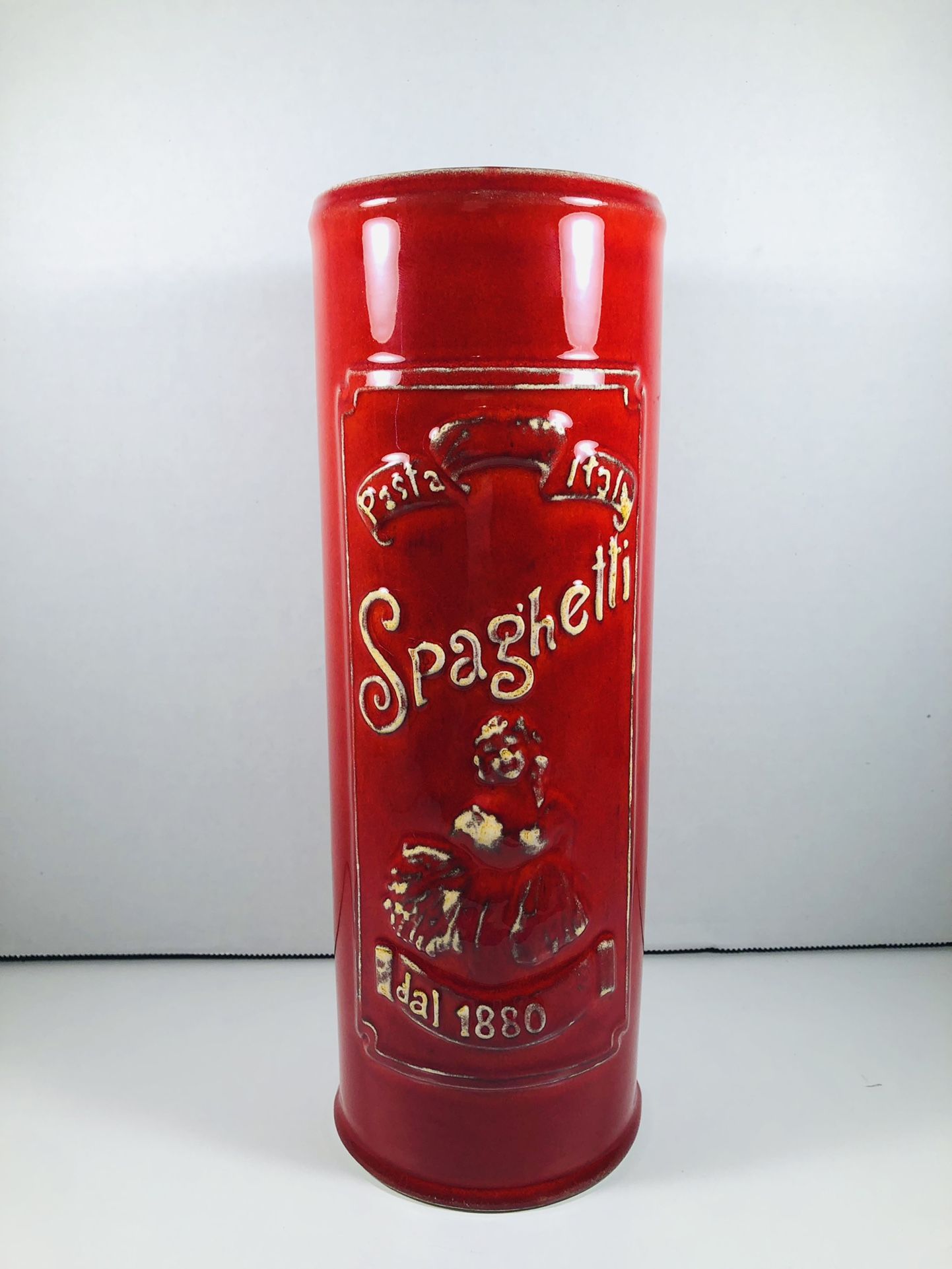 Artimino Red Spaghetti Ceramic Container Made In Italy