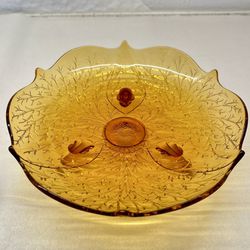 Vintage Amber Glass Serving Platter 