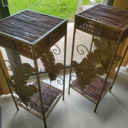 Beautiful Bamboo & Metal Side Table 