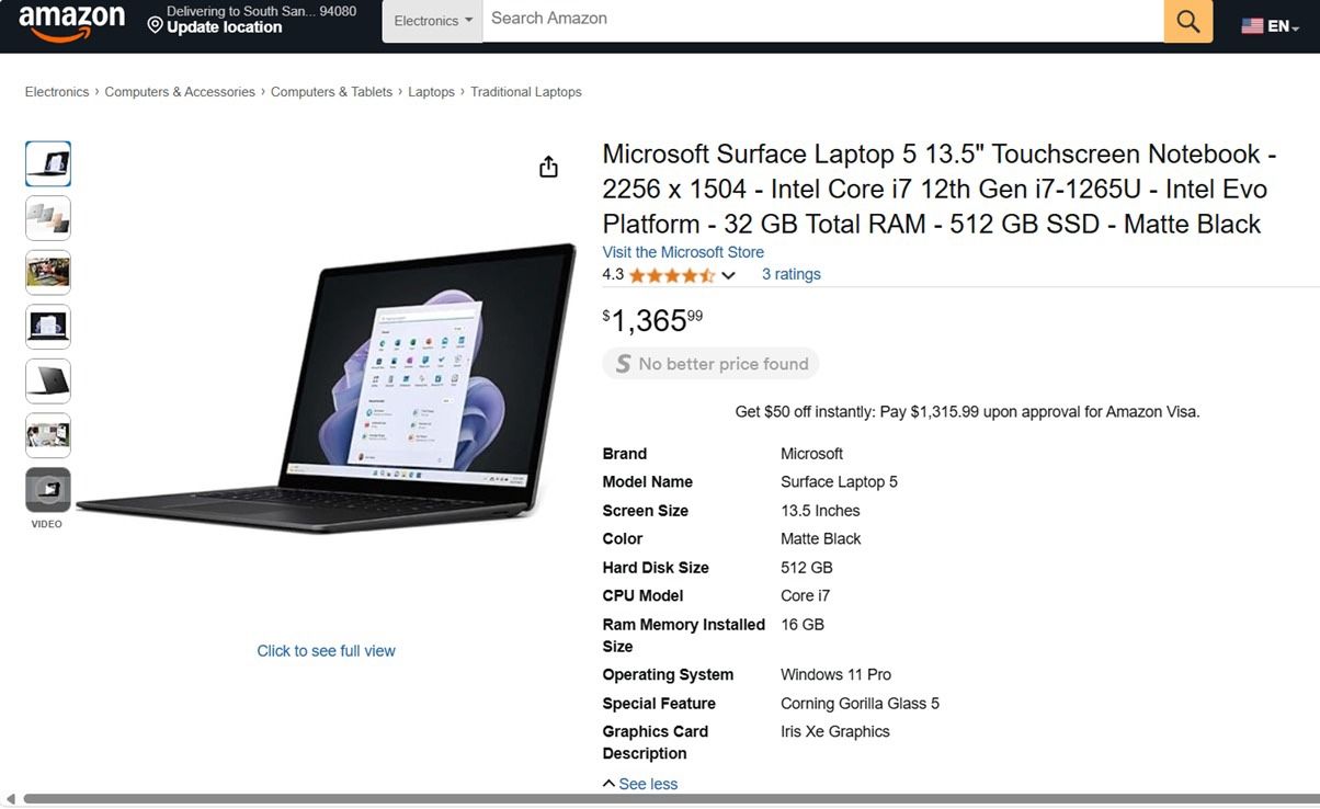 Microsoft Surface Laptop 5 - 32GB RAM | 512GB SSD