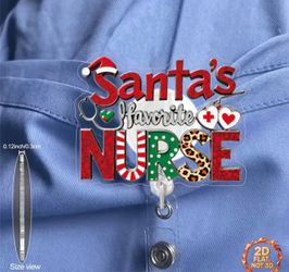 New Santas Favorite Nurse Retractable ID Badge holder