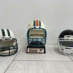 NFL Football Figurines & Mini Helmets Lot – Dolphins, Chiefs, Giants & More