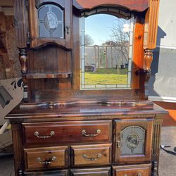 Wooden Hutch with Mirror $100