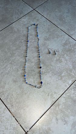 Beaded Long Necklace and Matching Earrings