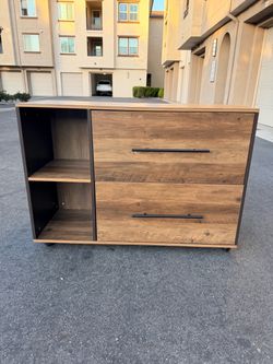 Rolling Storage Cabinet with Drawers and Shelves