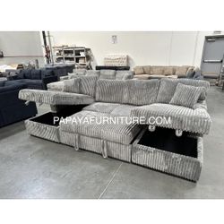 New in box. 120” Large sectional, Sectional sofa With Pull-out Bed, Sofabed, Sofa Bed, Sectional Couch, Corduroy Sectional,Plush Sectional Large Couch