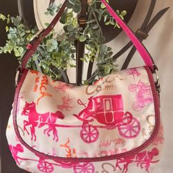 Is A Collectible Authentic Rare 2000’s Coach, Pink Horse And Carriage Hobo Flap