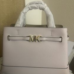 Michael Kors Reed Large Leather Belted Satchel - Powder Blush